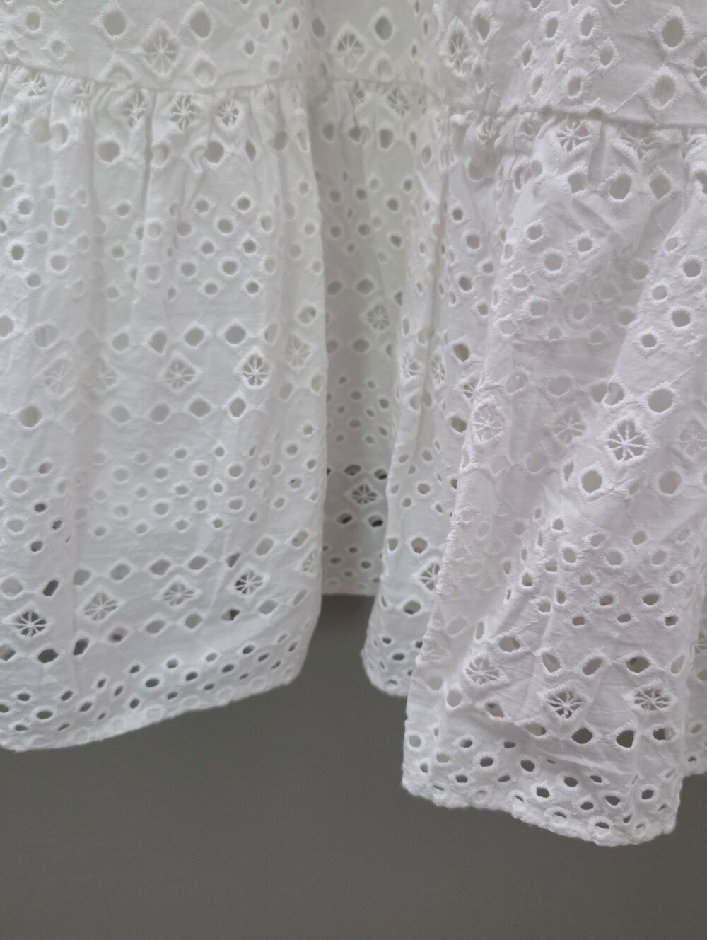 J.Crew Womens White Lace Teird Eyelet Midi Preppy Peasant Dress SZ 4  NWT - Picture 5 of 8